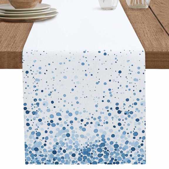 nqOlkjepod Blue Polka Dot Table Runner 36 Inches Long Farmhouse Dress Scarves, Abstract Modern Art Dots Watercolor Dining Tablerunner for Coffee Table/Kitchen Island/Party Décor, Small 13" x 36"