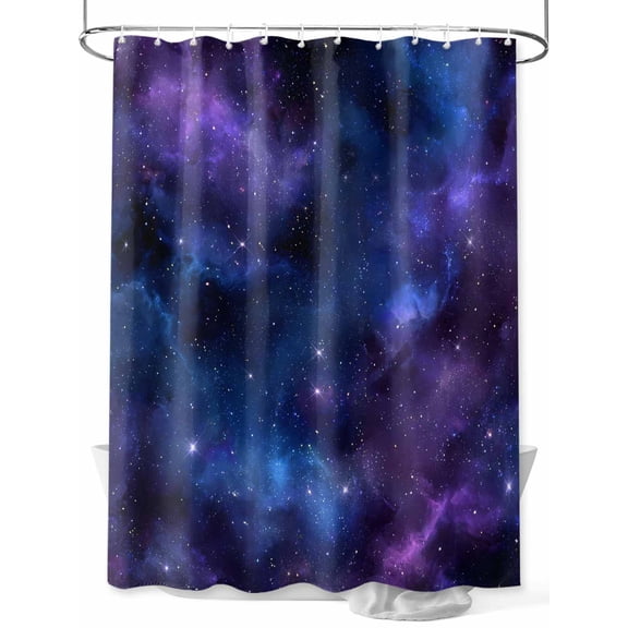 nqOlkjepod Blue Purple Sky Shower Curtain, Waterproof Shower Curtains for Bathroom, Modern Black Star Night Nature Scenery Washable Fabric Bathtub Curtain Set Bath Decor with 12 Hooks Stall 36"x72"