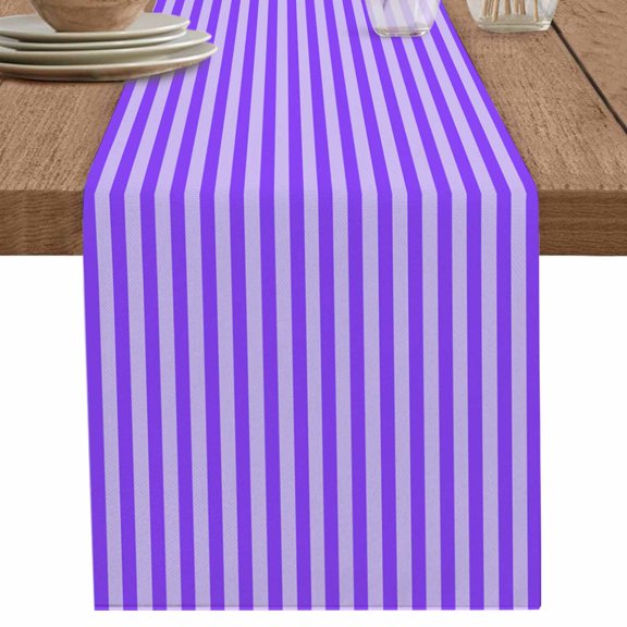 nqOlkjepod Blue Purple Table Runner 48 Inches Long Farmhouse Dress Scarves, Geometric Vertical Striped Solid Rainbow Dining Tablerunner for Coffee Table/Kitchen Island/Party Décor, 13" x 48"