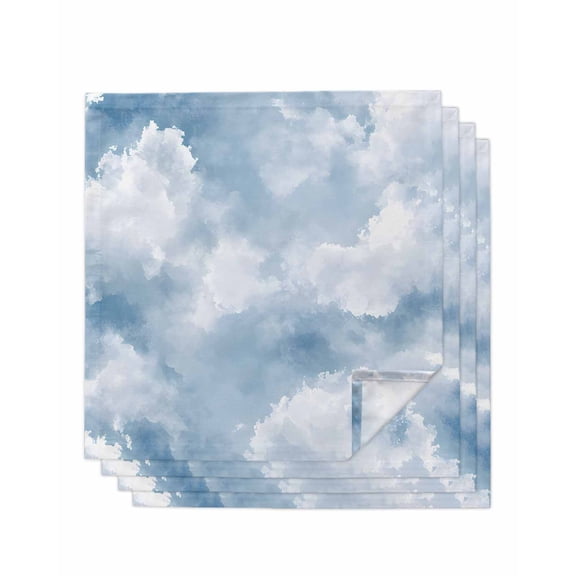 nqOlkjepod Blue Sky Cloth Napkins Set of 4 Reusable Dinner Napkins, Cloud Gradient Natural Landscape Scenery Cocktail Napkin Washable Table Napkins for Wedding/Holiday Party/Baby Shower 20"x20"