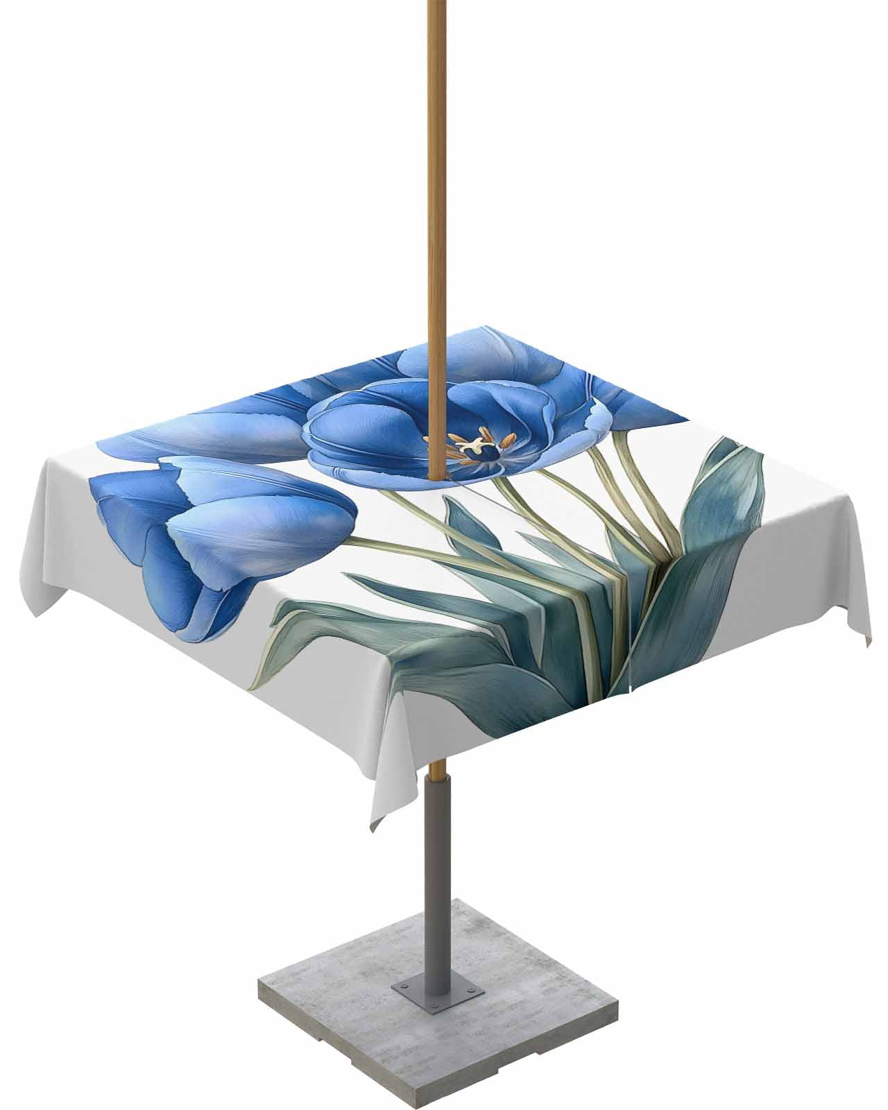 nqOlkjepod Blue Spring Floral Outdoor Tablecloth with Umbrella Hole ...