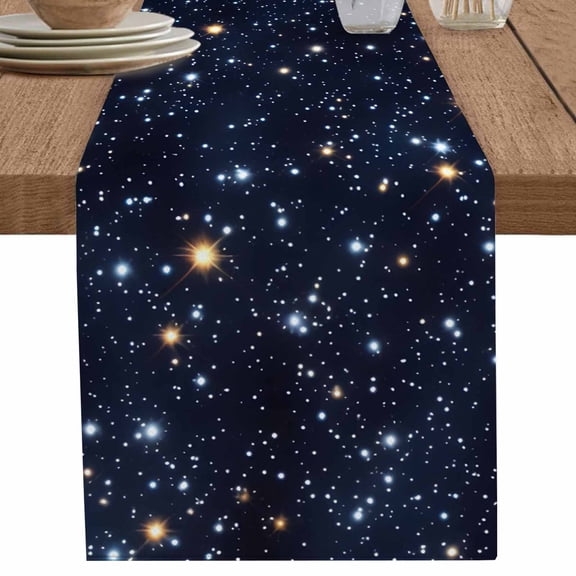 nqOlkjepod Blue Starry Sky Table Runner 72 Inches Long Farmhouse Dress Scarves, Universe Space Galaxy Night Star Dining Tablerunner for Coffee Table/Kitchen Island/Party Décor, 13" x 72"
