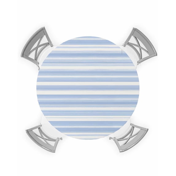 nqOlkjepod Blue Striped Round Tablecloth, Fitted Table Cover with Elastic for 55"-60" Round Tables, Farmhouse Stripe Modern Abstract Art Table Cloth Outdoor Dinning Party Waterproof Tablecloths