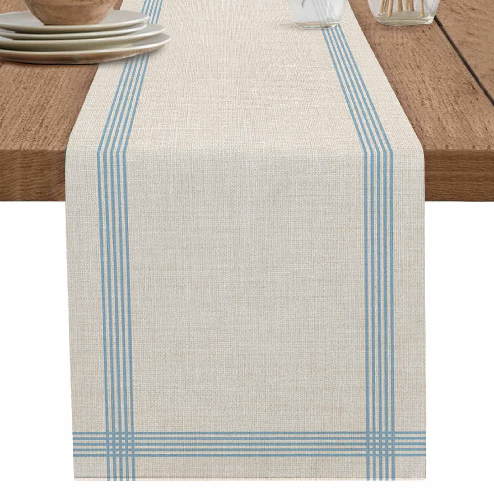 nqOlkjepod Blue Striped Table Runner 72 Inches Long Farmhouse Dress ...