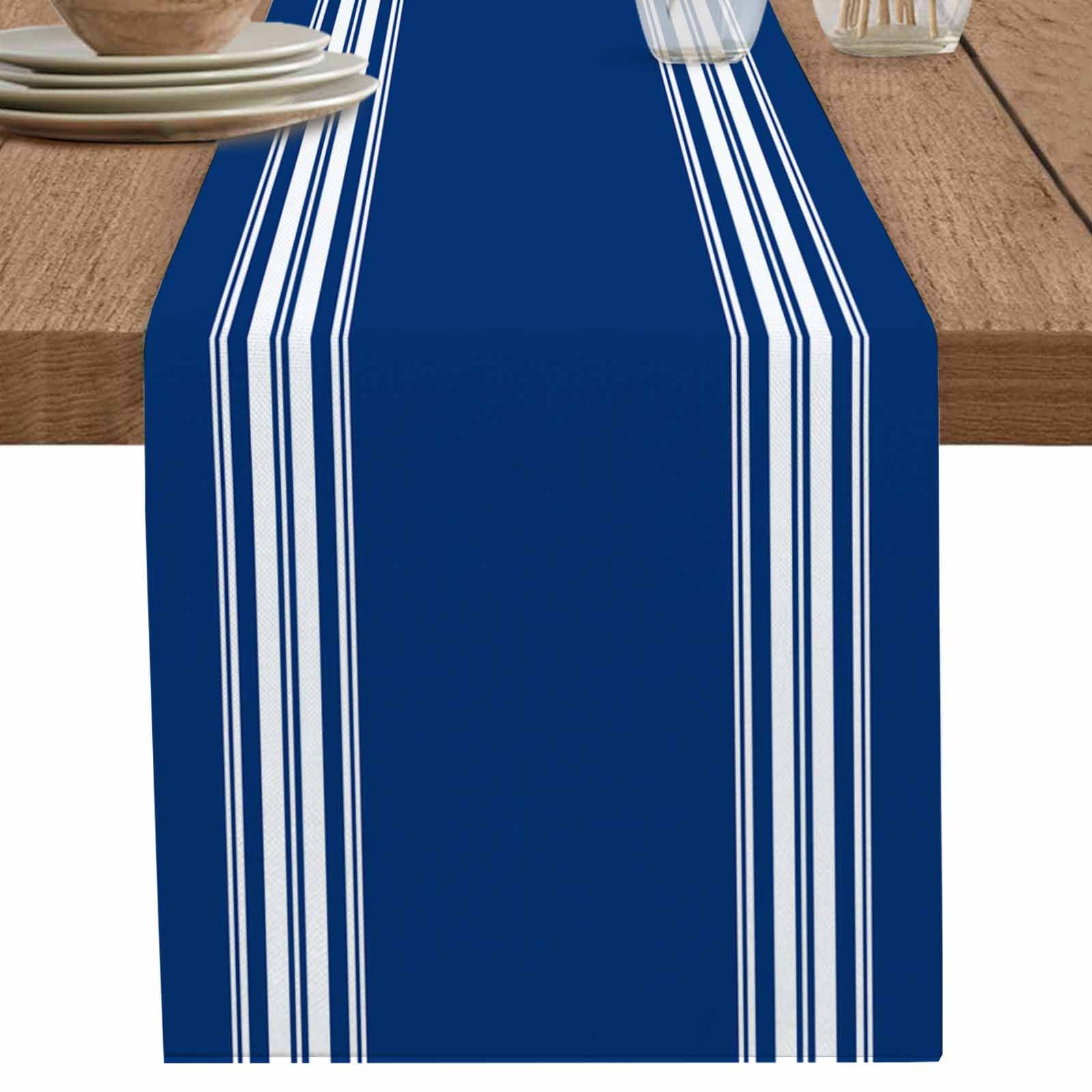 nqOlkjepod Blue Striped Table Runner 72 Inches Long Farmhouse Dress ...