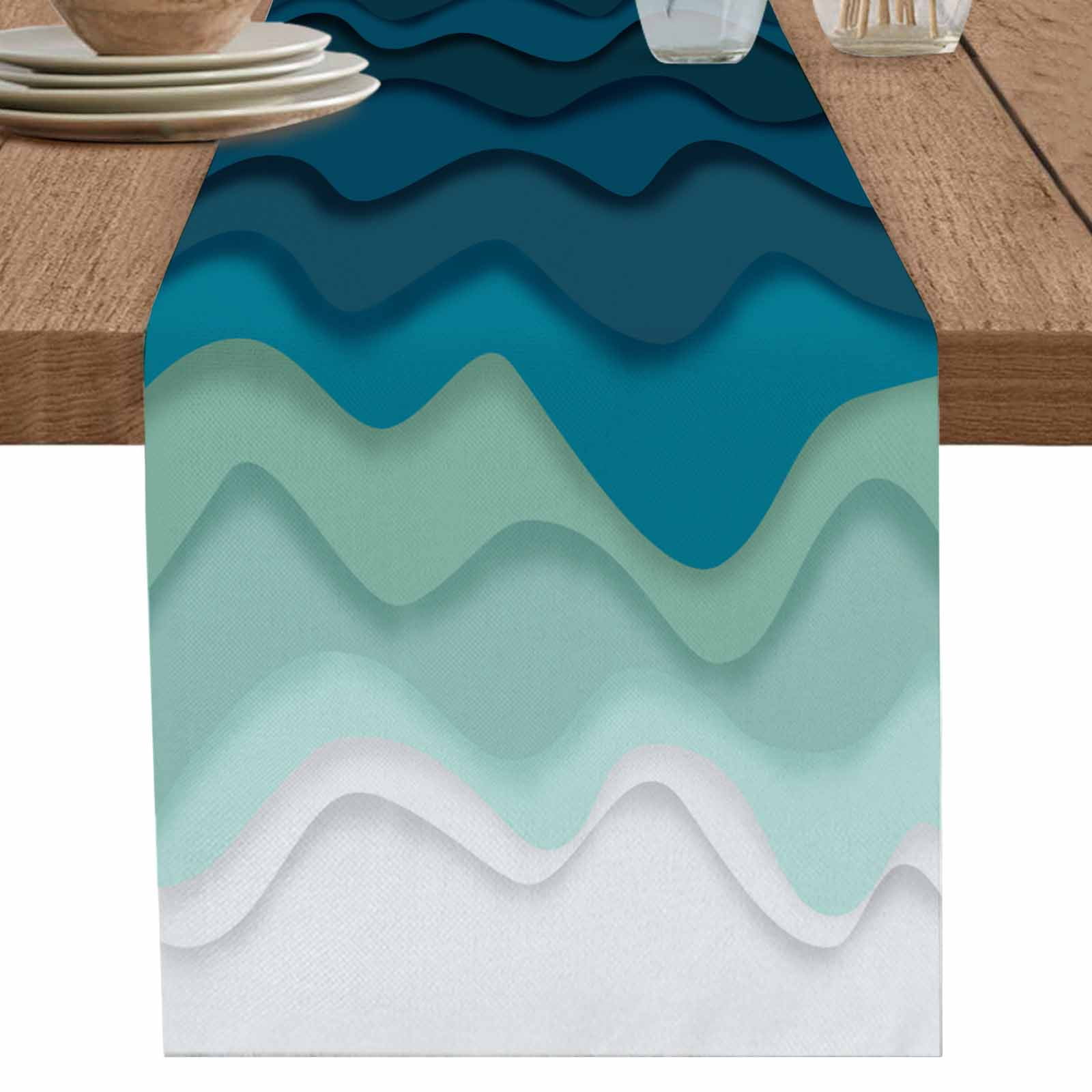 nqOlkjepod Blue Stripes Table Runner 70 Inches Long Farmhouse Dress ...