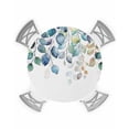 thumbnail image 1 of nqOlkjepod Blue Teal Botanical Round Tablecloth, Fitted Table Cover with Elastic for 55"-60" Round Tables, Weeping Fall Eucalyptus Leaves Table Cloth Outdoor Dinning Party Waterproof Tablecloths, 1 of 6