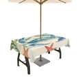 thumbnail image 1 of nqOlkjepod Blue Teal Crab Coastal Outdoor Tablecloth with Umbrella Hole & Zipper, Nautical Beach Coral Starfish Rectangle Table Cover 60x84 Inch, Dining Waterproof Table Cloth Protector for Patio, 1 of 7