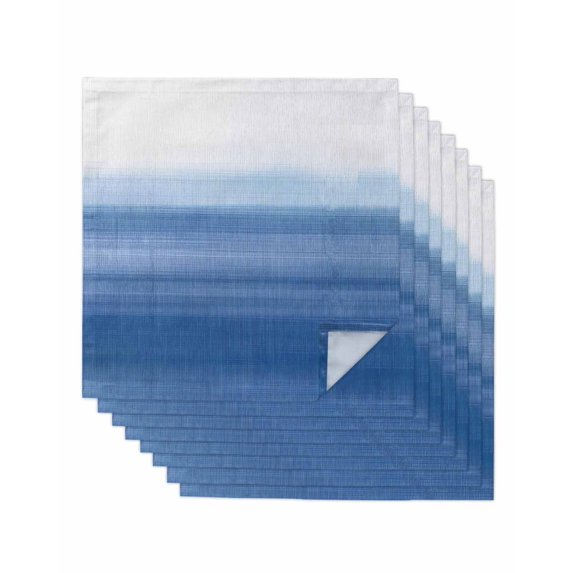 nqOlkjepod Blue White Ombre Cloth Napkins Set of 8 Reusable Dinner Napkins, Modern Abstract Striped Lines Art Cocktail Napkin Washable Table Napkins for Wedding/Holiday Party/Baby Shower 20"x20"