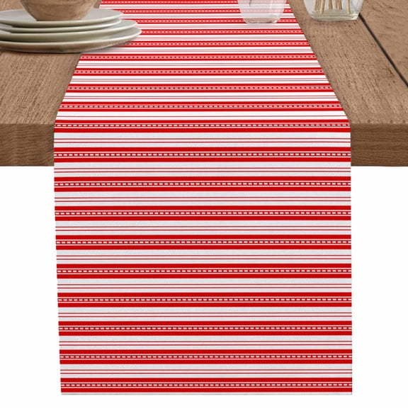 nqOlkjepod Boho Red Stripe Table Runner 48 Inches Long Farmhouse Dress Scarves, Abstract Geometric White Minimalist Dining Tablerunner for Coffee Table/Kitchen Island/Party Décor, 13" x 48"