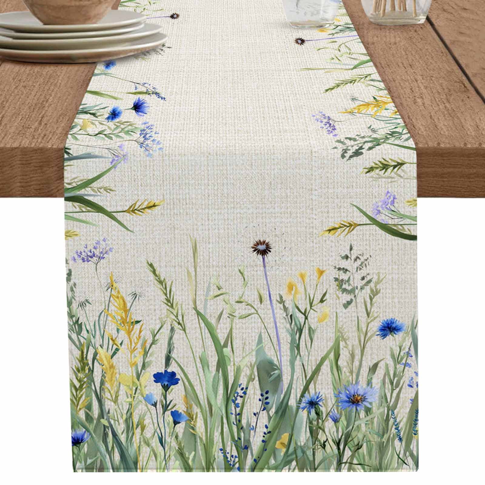 nqOlkjepod Botanical Flower Table Runner 72 Inches Long Farmhouse Dress ...