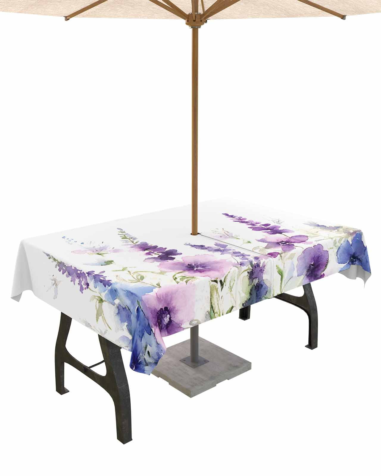 nqOlkjepod Botanical Flowers Outdoor Tablecloth with Umbrella Hole ...