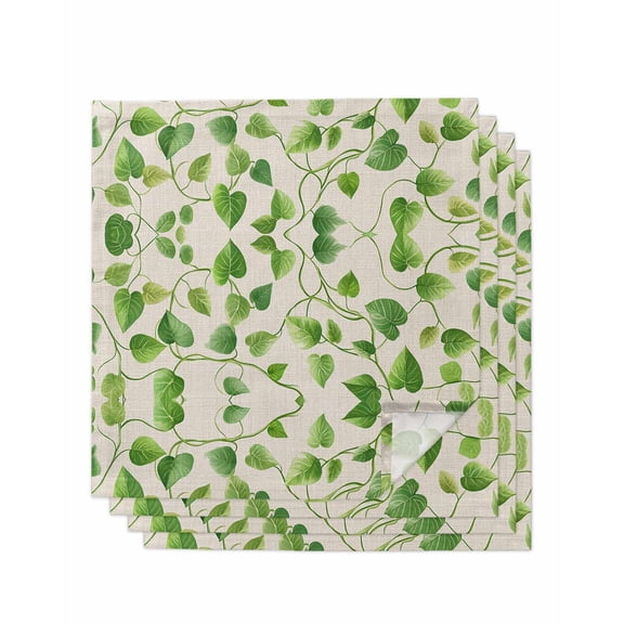 nqOlkjepod Botanical Leaves Cloth Napkins Set of 4 Reusable Dinner Napkins, Spring Green Garden Pastoral Plant Cocktail Napkin Washable Table Napkins for Wedding/Holiday Party/Baby Shower 20"x20"
