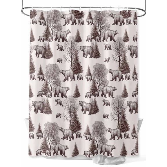 nqOlkjepod Brown Bear Shower Curtain, Waterproof Shower Curtains for Bathroom, Hunting Bear Forest Wildlife Animals Vintage Washable Fabric Bathtub Curtain Set Bath Decor with 12 Hooks 72"x78"