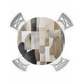 thumbnail image 1 of nqOlkjepod Brown Black Geometric Round Tablecloth, Fitted Table Cover with Elastic for 55"-60" Round Tables, Abstract Art Color Block Painting Table Cloth Dinning Party Waterproof Tablecloths, 1 of 6