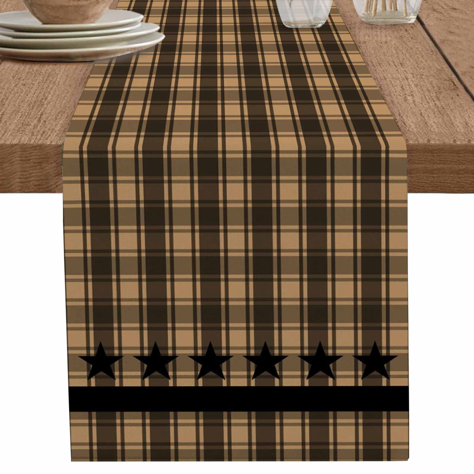 nqOlkjepod Brown Black Plaid Table Runner 72 Inches Long Farmhouse ...