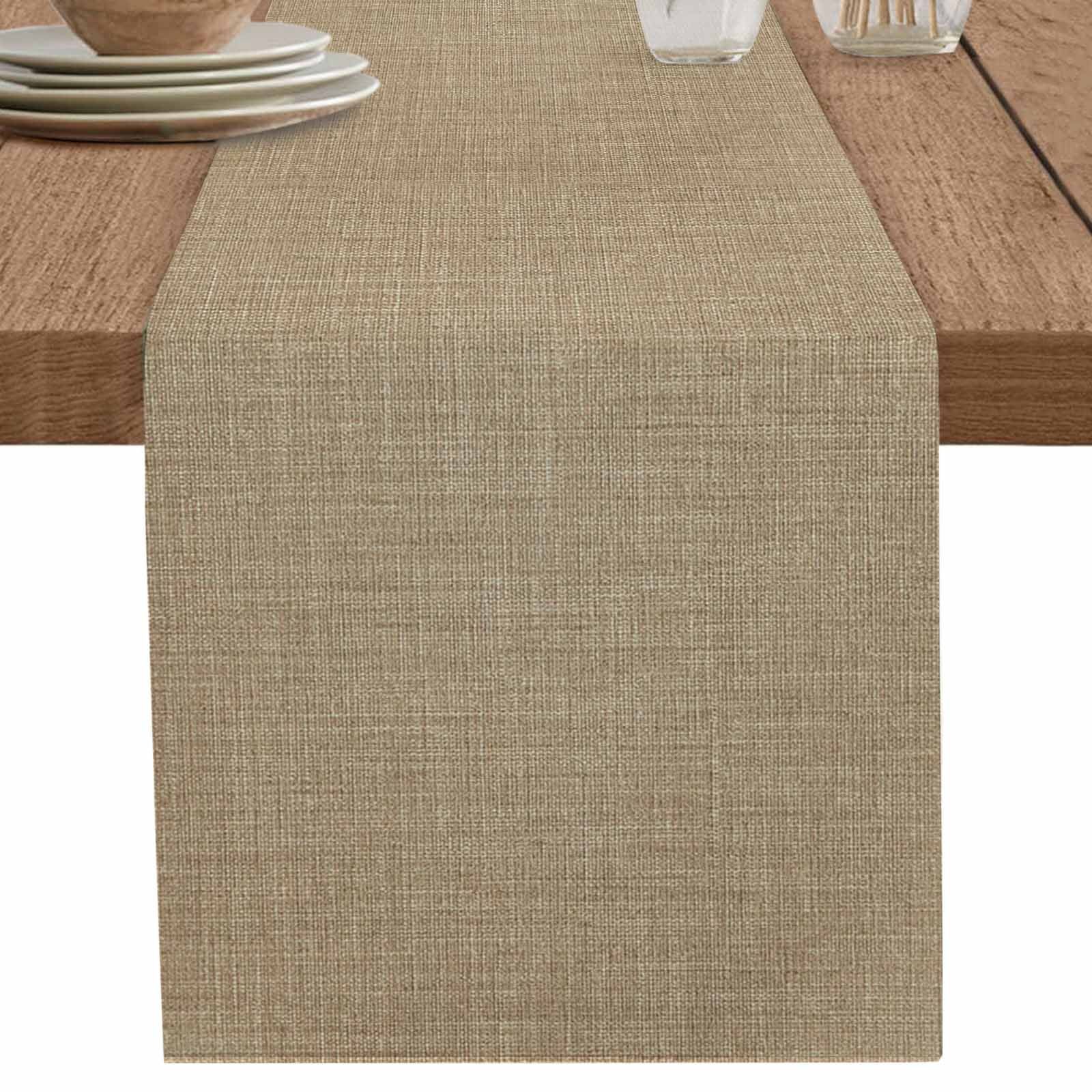 nqOlkjepod Brown Farmhouse Table Runner 60 Inches Long Farmhouse Dress Scarves, Vintage Country Monochrome Textured Dining Tablerunner for Coffee Table/Kitchen Island/Party Décor, 13" x 60"