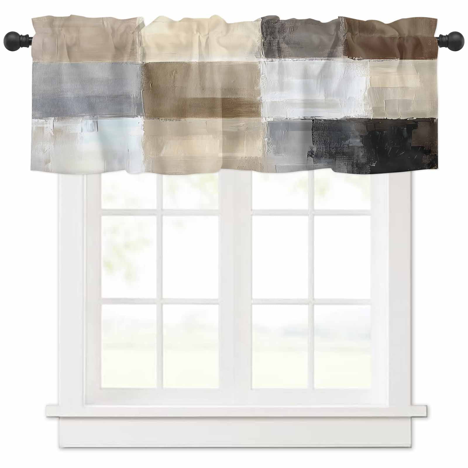 nqOlkjepod Brown Grey Ombre Farmhouse Short Window Curtain Valances ...