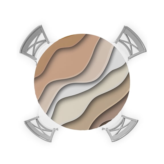 nqOlkjepod Brown Ombre Round Tablecloth, Fitted Table Cover with Elastic for 36"-44" Round Tables, Modern Geometric Abstract Aesthetic Cream Table Cloth Outdoor Dinning Party Waterproof Tablecloths