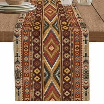 nqOlkjepod Brown Southwest Aztec Table Runner 72 Inches Long Farmhouse Dress Scarves, Farmhouse Vintage Geometric Dining Tablerunner for Coffee Table/Kitchen Island/Party Décor, 18" x 72"