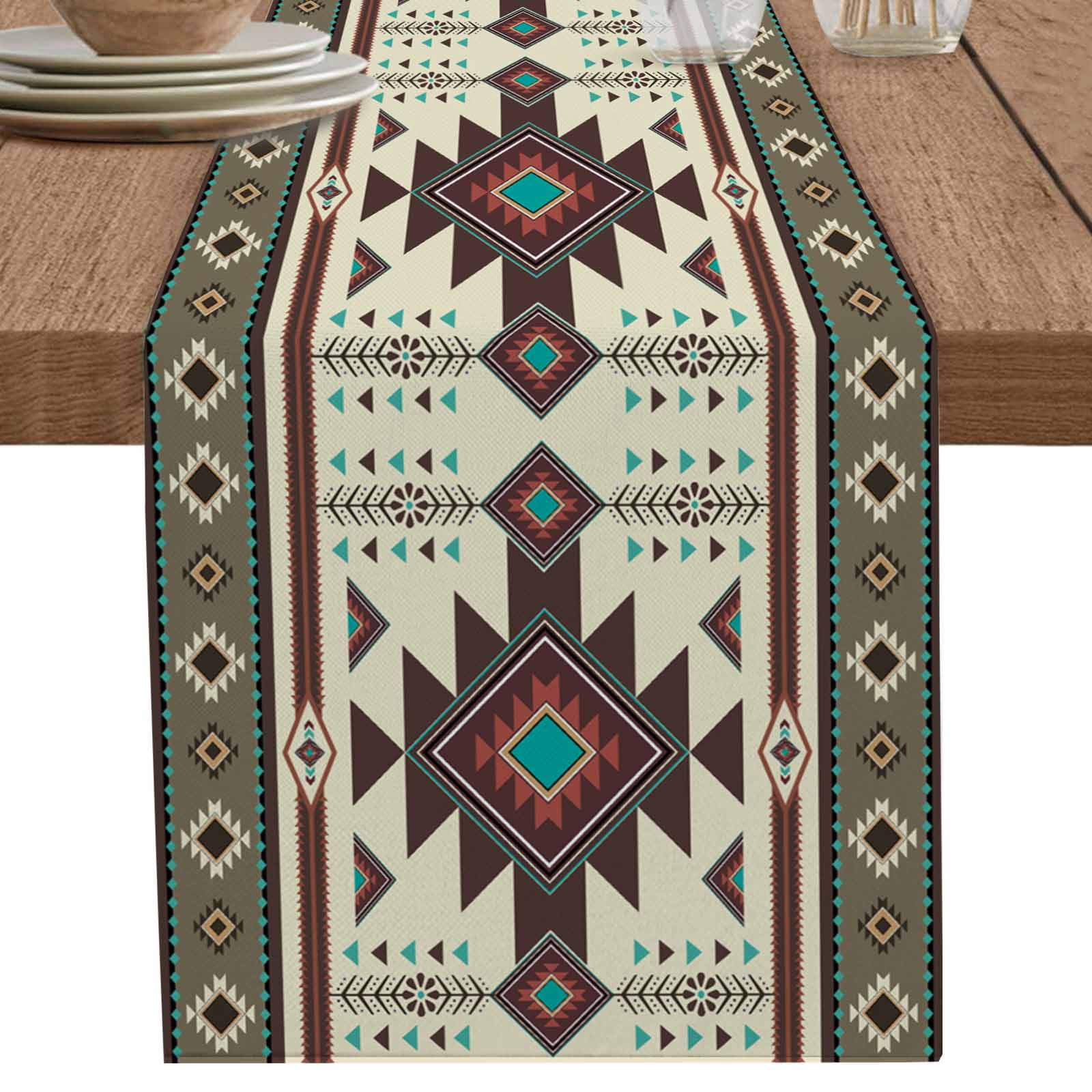 nqOlkjepod Brown Southwest Table Runner 72 Inches Long Farmhouse Dress ...