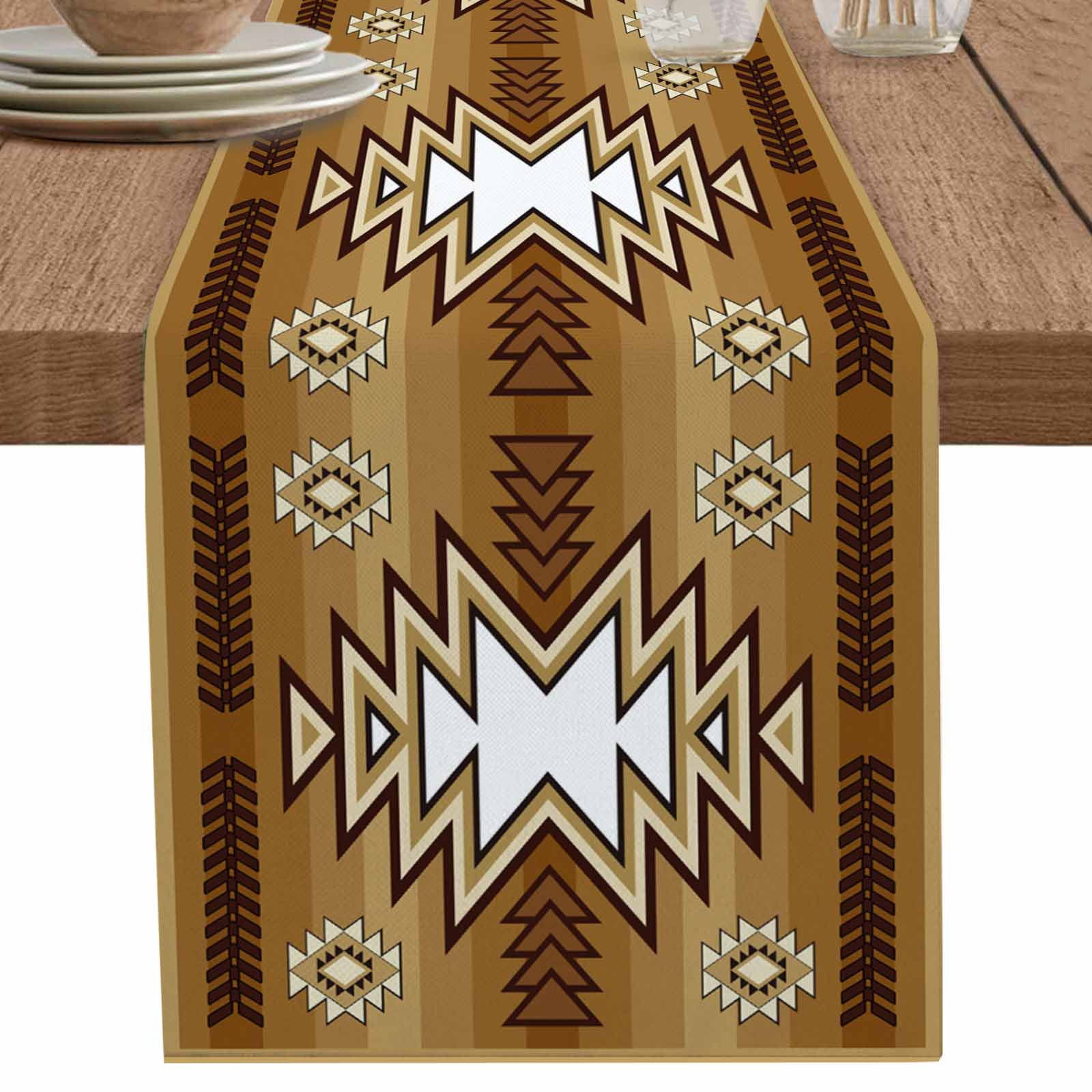 nqOlkjepod Brown Southwest Table Runner 90 Inches Long Farmhouse Dress ...