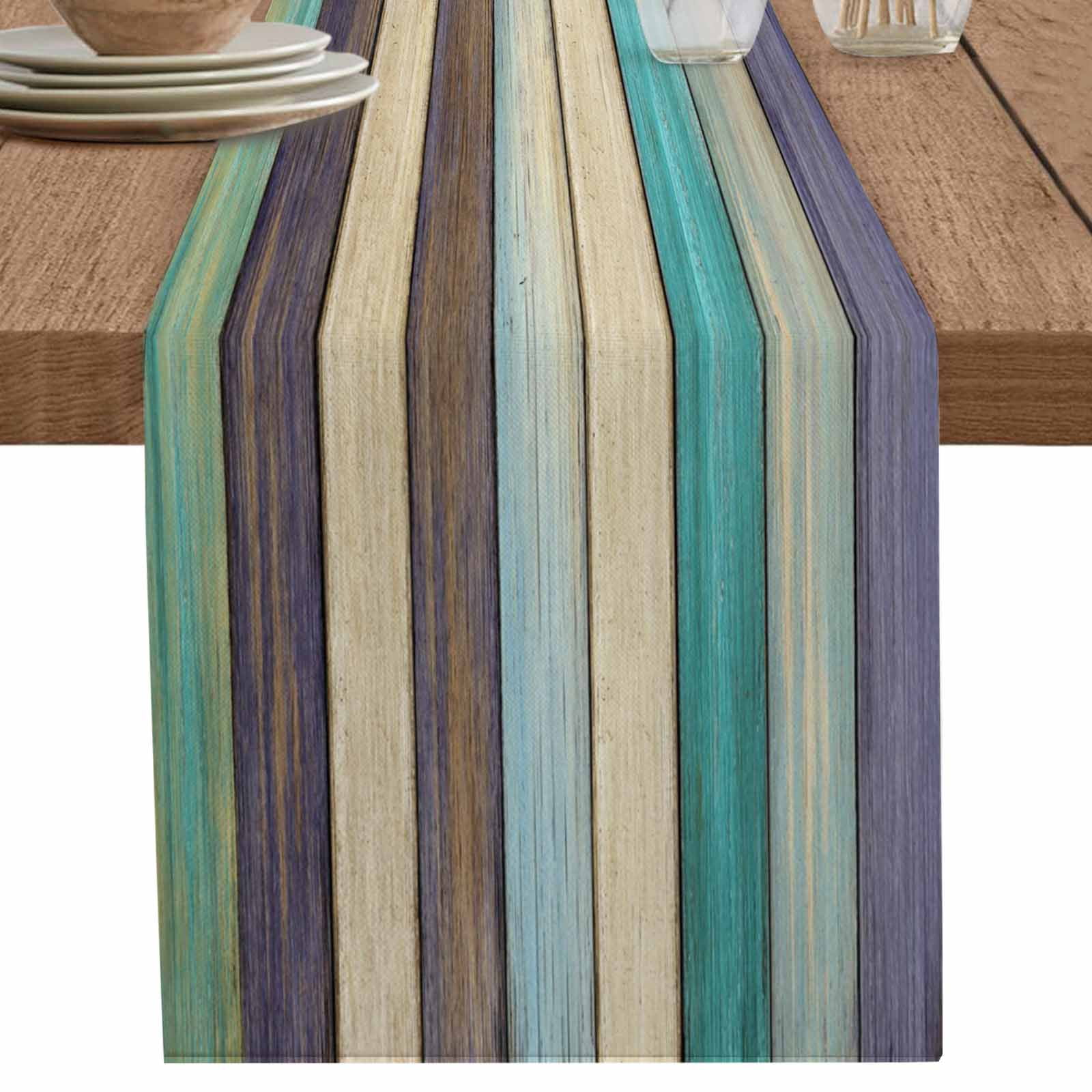 nqOlkjepod Brown Teal Home Table Runner 120 Inches Long Farmhouse Dress ...