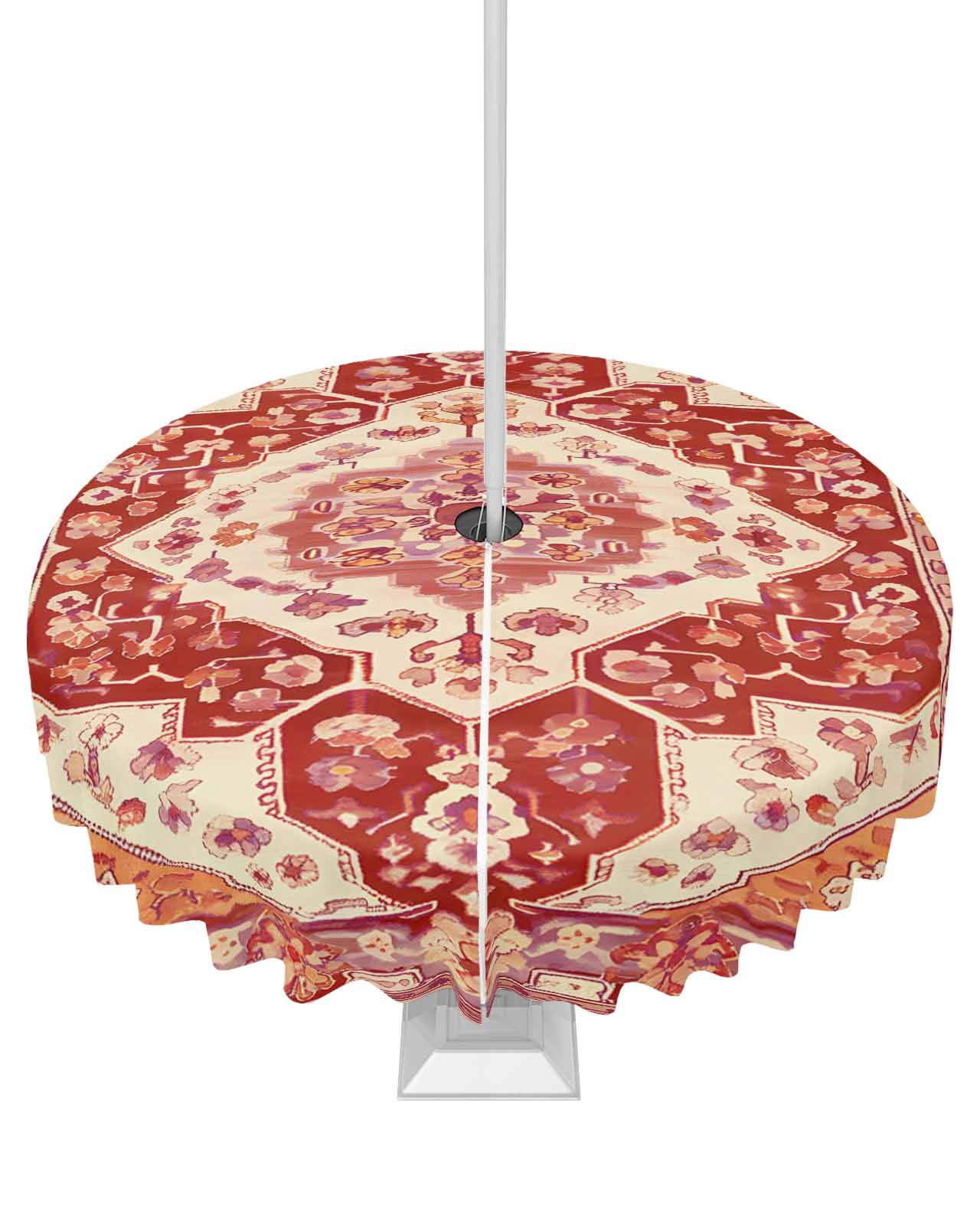 nqOlkjepod Burnt Orange Boho Outdoor Tablecloth with Umbrella Hole ...