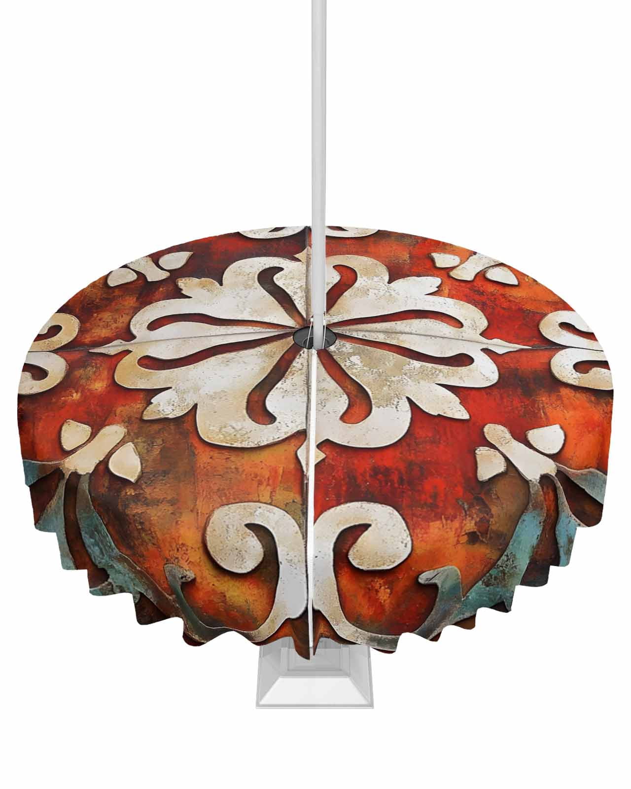 nqOlkjepod Burnt Orange Ethnic Outdoor Tablecloth with Umbrella Hole ...