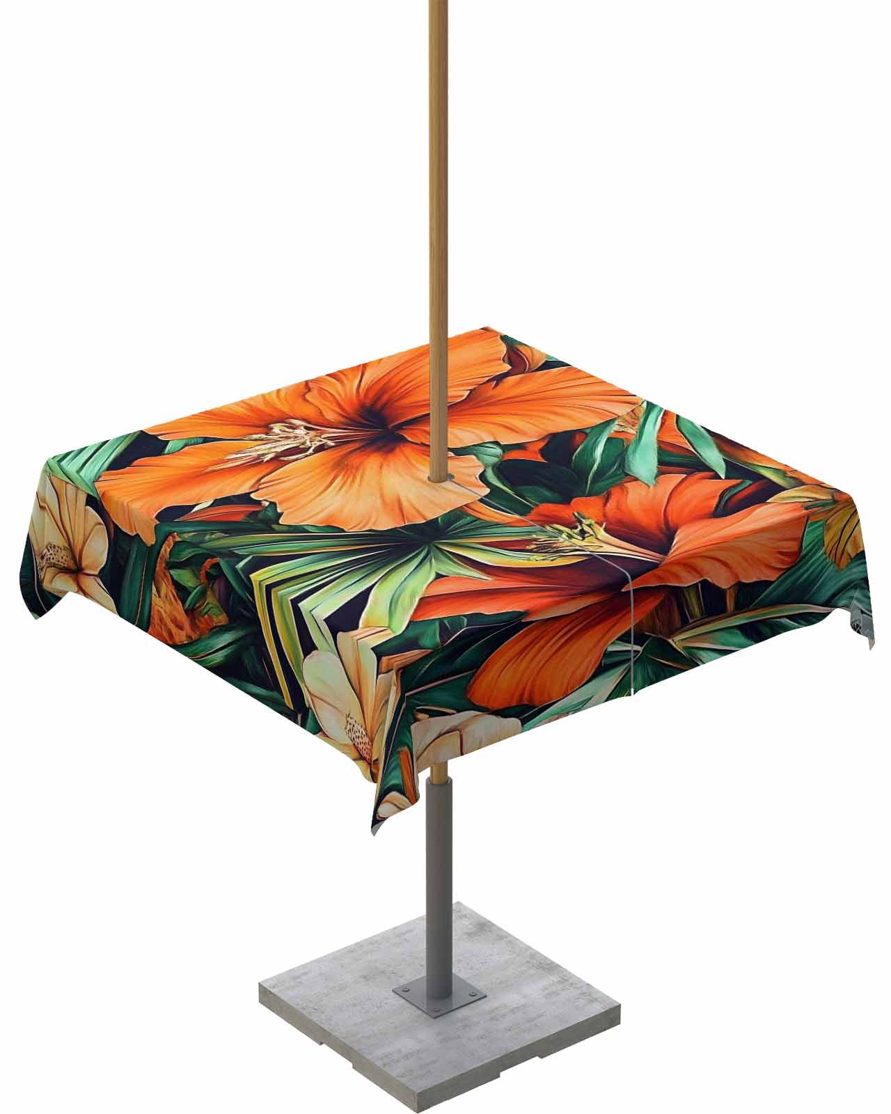 nqOlkjepod Burnt Orange Floral Outdoor Tablecloth with Umbrella Hole ...