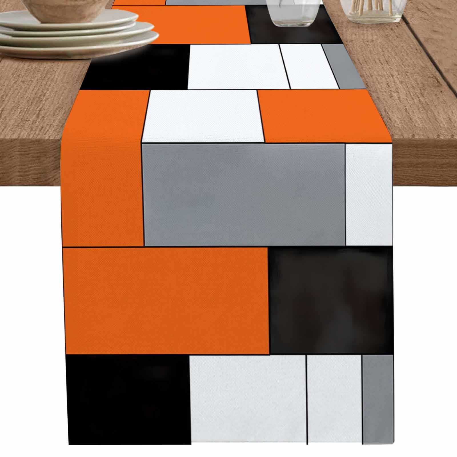 nqOlkjepod Burnt Orange Grey Table Runner 72 Inches Long Farmhouse ...