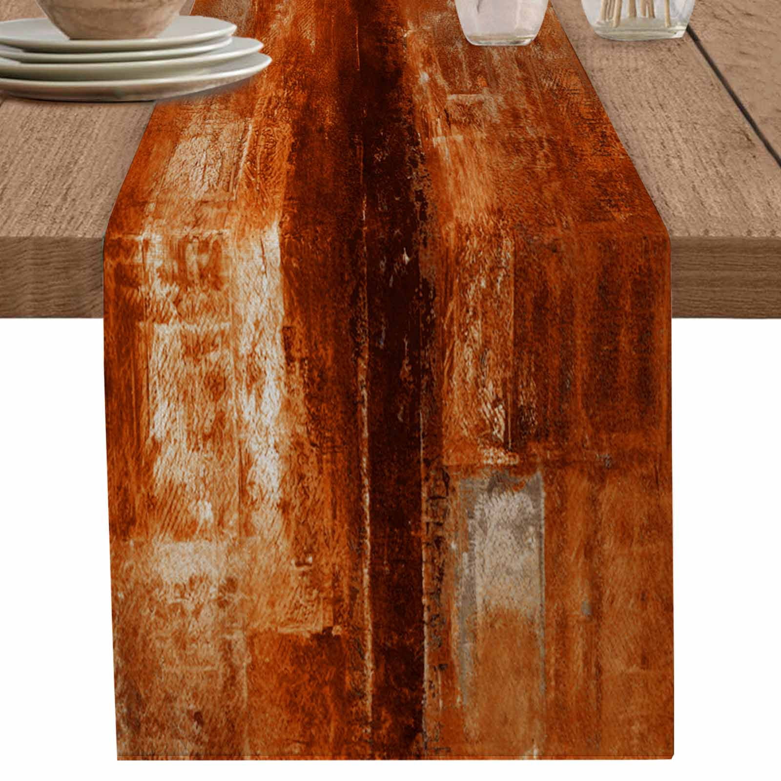 nqOlkjepod Burnt Orange Table Runner 72 Inches Long Farmhouse Dress ...