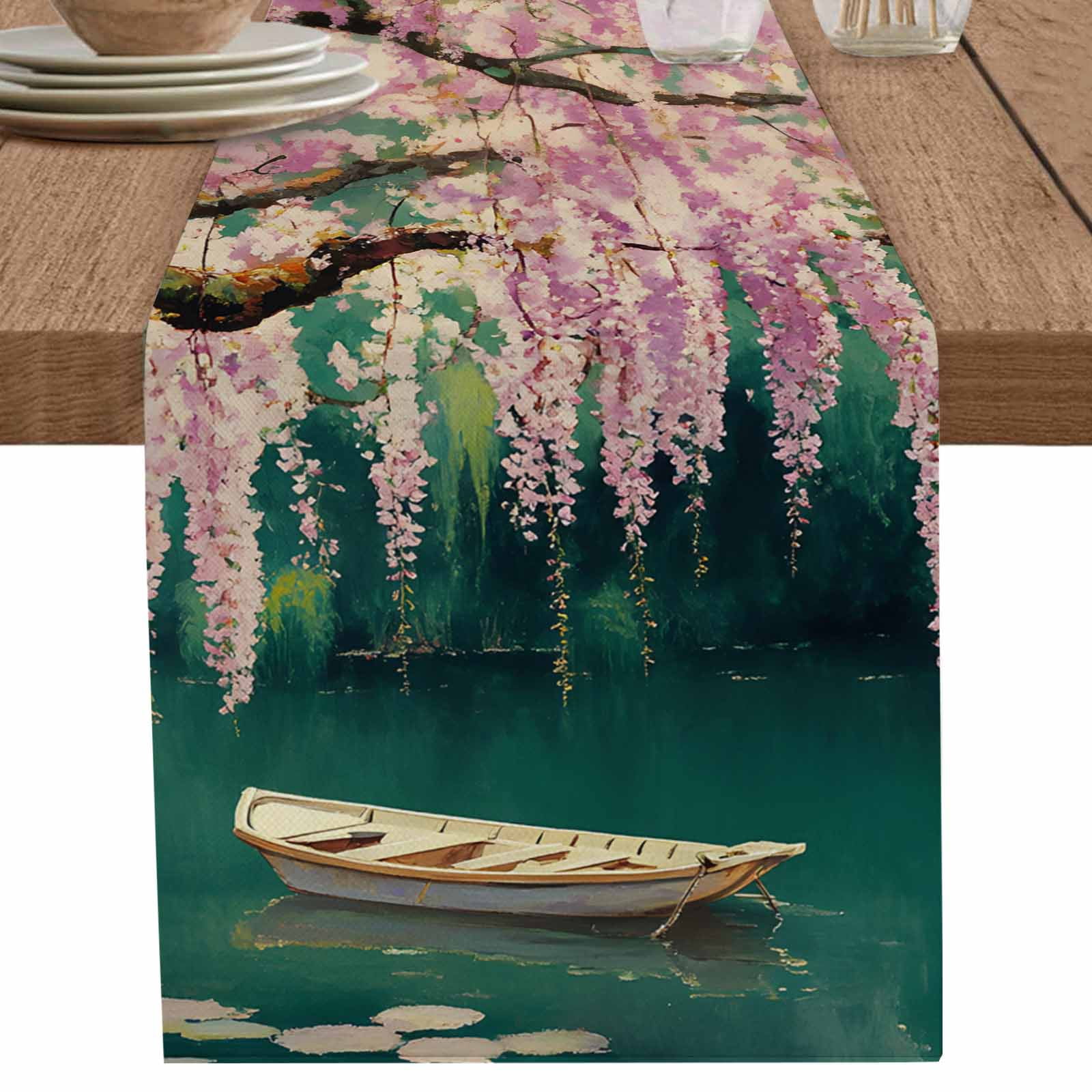 nqOlkjepod Cherry Blossom Table Runner 36 Inches Long Farmhouse Dress ...