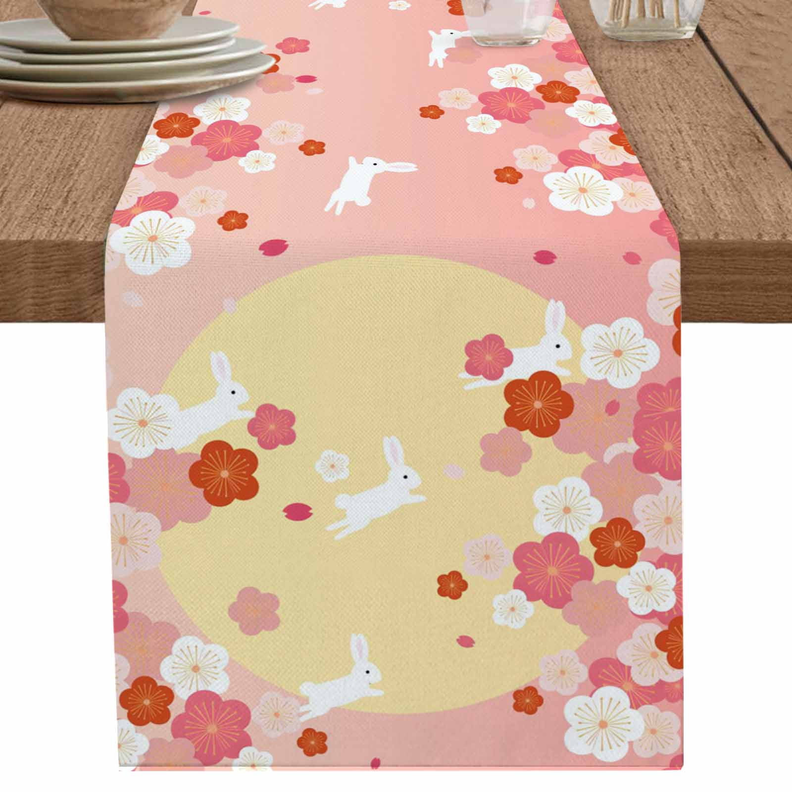 nqOlkjepod Cherry Blossom Table Runner 72 Inches Long Farmhouse Dress ...