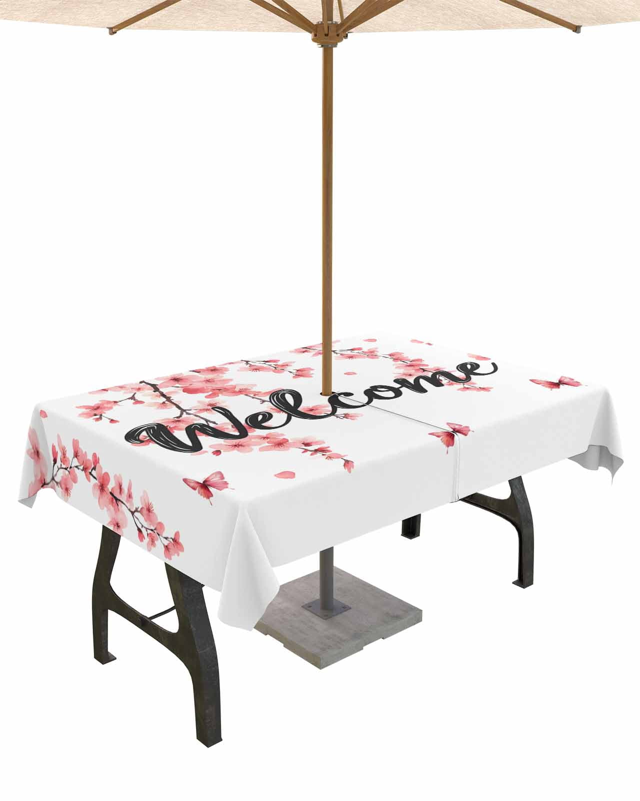 Aperturee Natural Garden Blossom Flowers Stretch Table Cover
