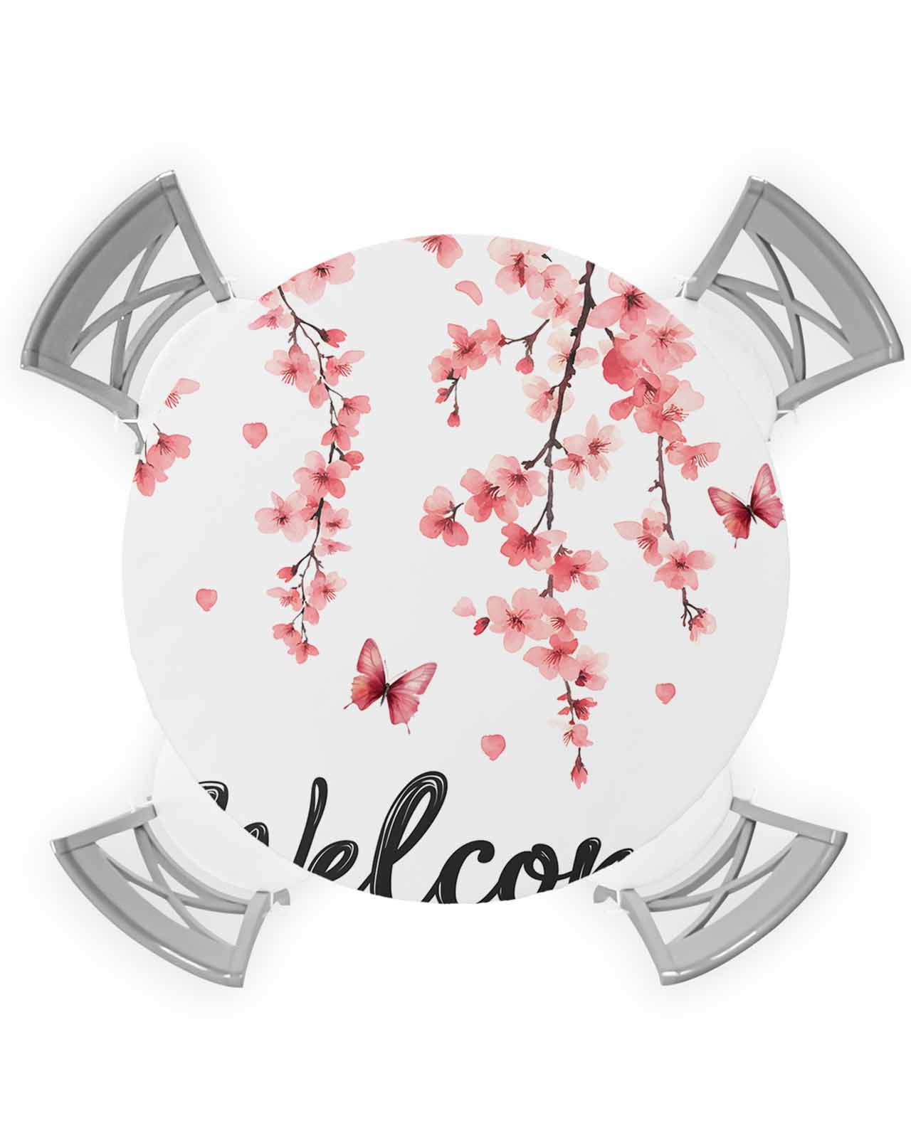 nqOlkjepod Cherry Blossoms Round Tablecloth, Fitted Table Cover with ...