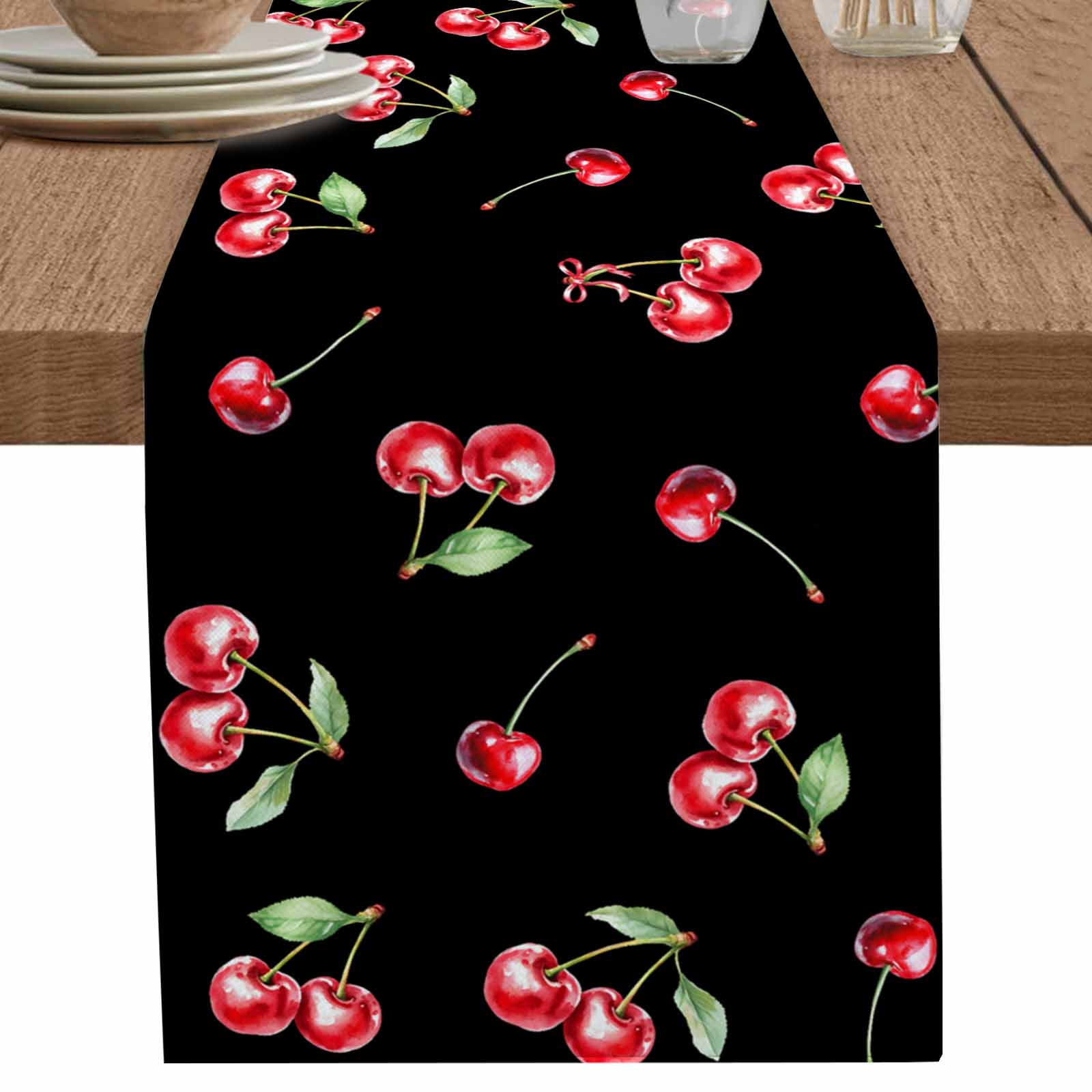 nqOlkjepod Cherry Rustic Table Runner 120 Inches Long Farmhouse Dress ...