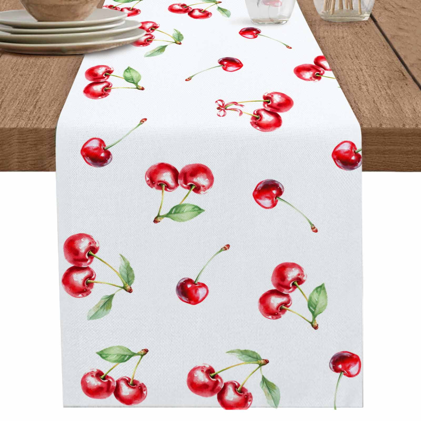 nqOlkjepod Cherry Rustic Table Runner 72 Inches Long Farmhouse Dress ...