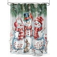 thumbnail image 1 of nqOlkjepod Christmas Snowman Shower Curtain, Waterproof Shower Curtains for Bathroom, Winter Xmas Snowflakes Cardinal Farmhouse Washable Fabric Bathtub Curtain Set Bath Decor with 12 Hooks 72"x78", 1 of 6