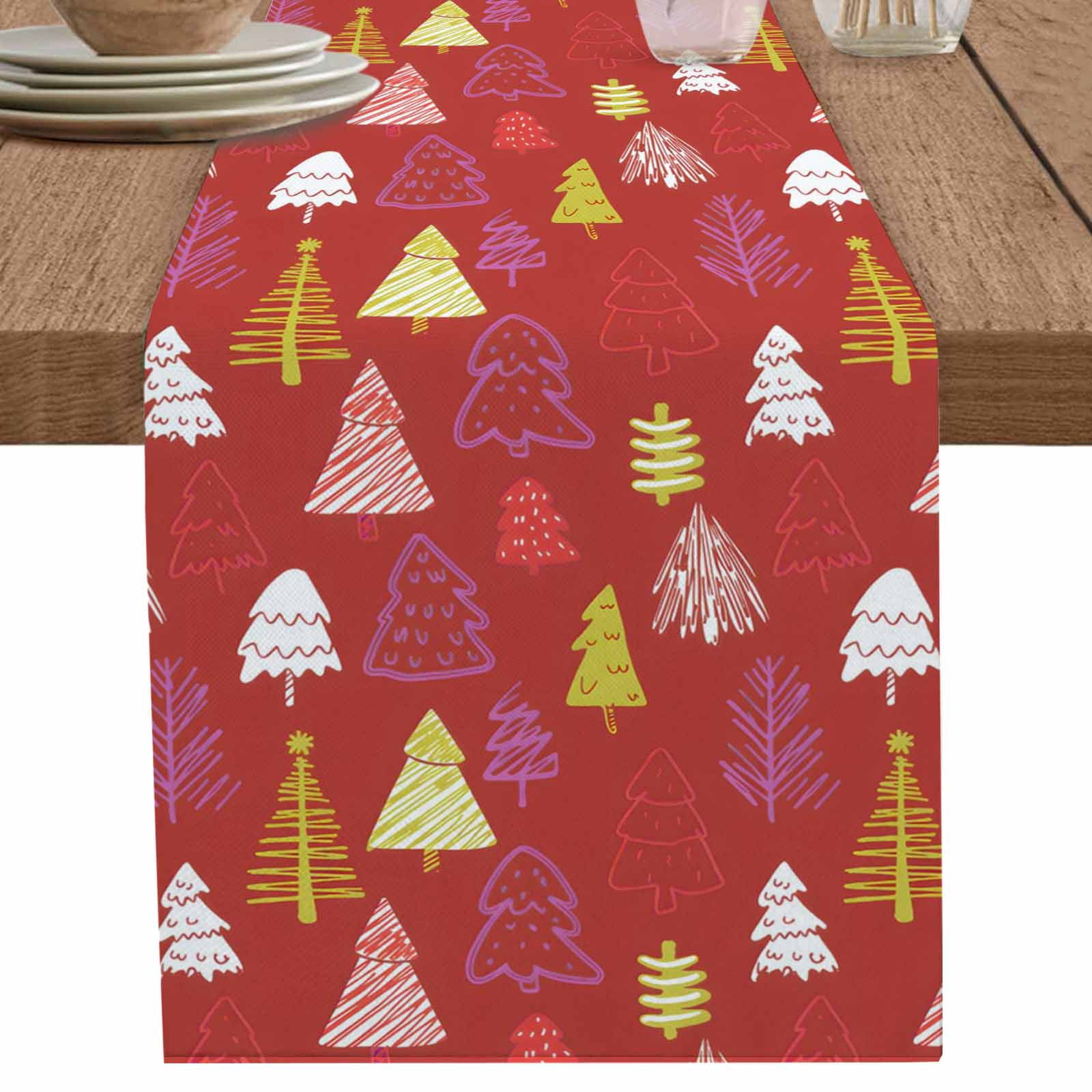 nqOlkjepod Christmas Tree Table Runner 72 Inches Long Farmhouse Dress ...