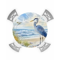 nqOlkjepod Coastal Birds Round Tablecloth, Fitted Table Cover with Elastic for 36"-44" Round Tables, Blue Sky Heron Seabird Tropical Beach Table Cloth Outdoor Dinning Party Waterproof Tablecloths