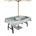 thumbnail image 1 of nqOlkjepod Coastal Conch Outdoor Tablecloth with Umbrella Hole & Zipper, Beach Nautical Summer Vintage Botanical Rectangle Table Cover 60x120 Inch, Dining Waterproof Table Cloth Protector for Patio, 1 of 7