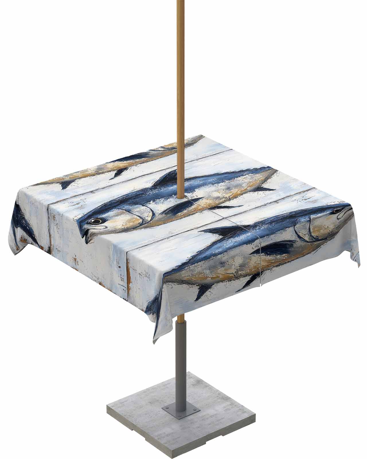 nqOlkjepod Coastal Fish Outdoor Tablecloth with Umbrella Hole & Zipper ...