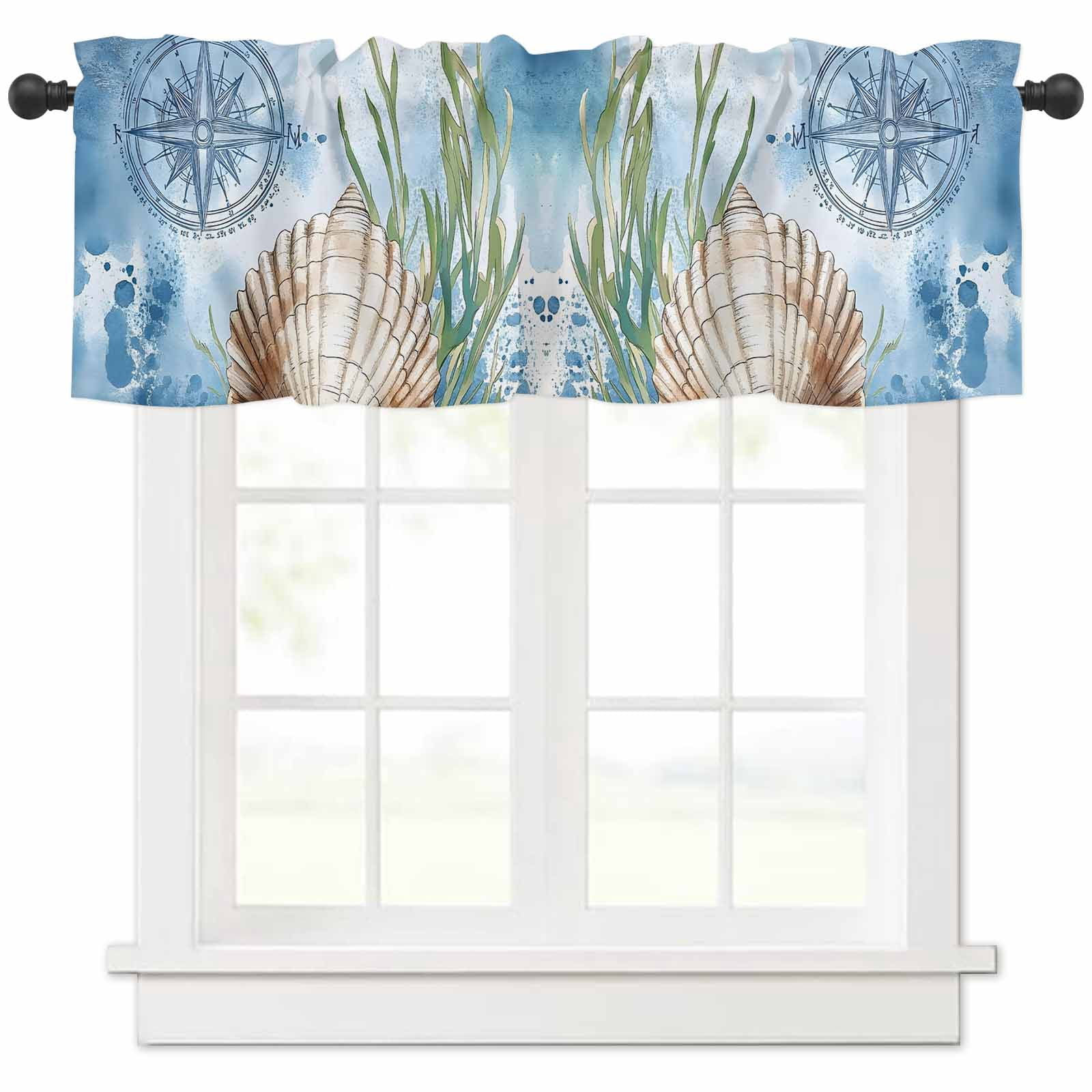 nqOlkjepod Coastal Nautical Farmhouse Short Window Curtain Valances ...