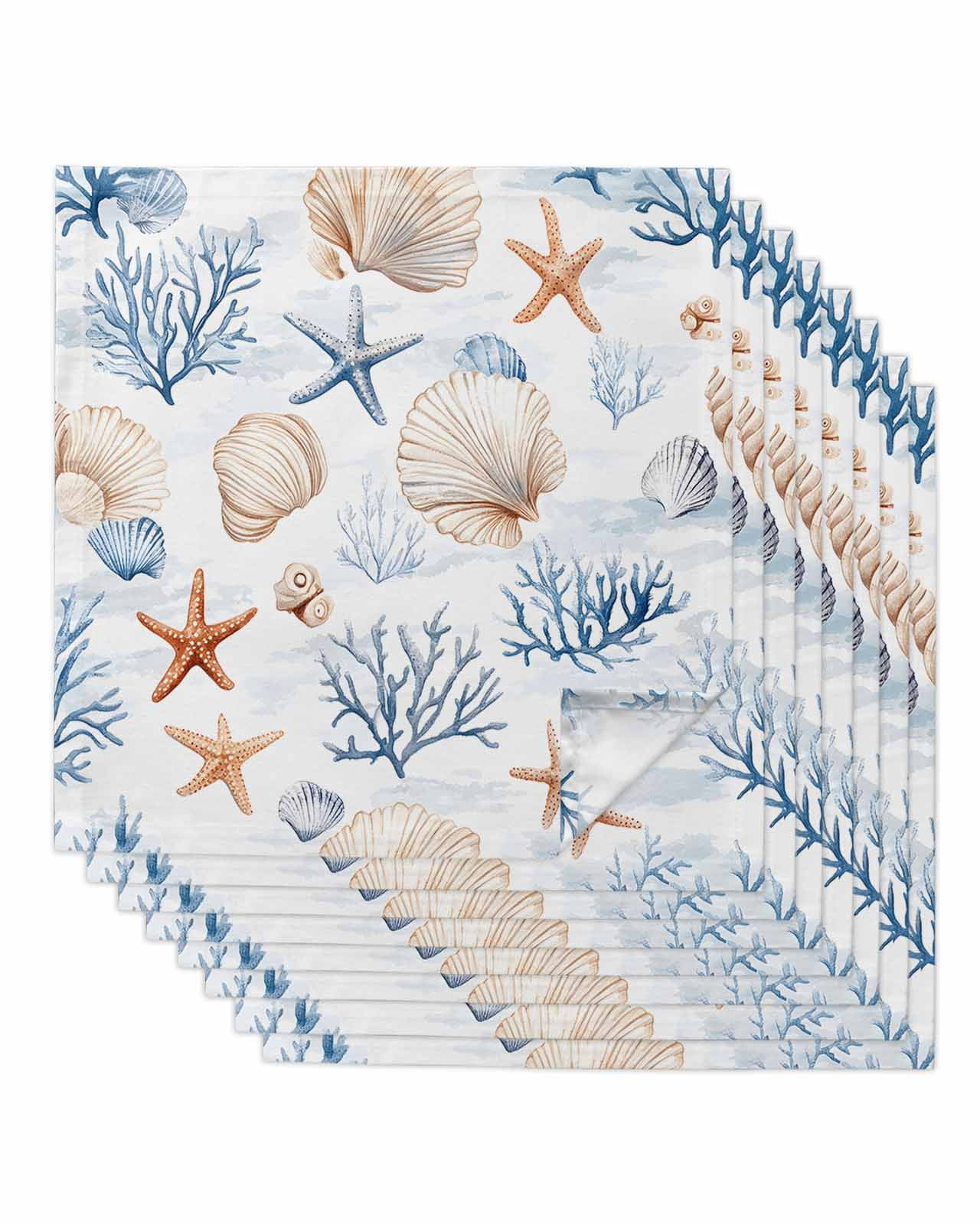 nqOlkjepod Coastal Ocean Cloth Napkins Set of 8 Reusable Dinner Napkins ...