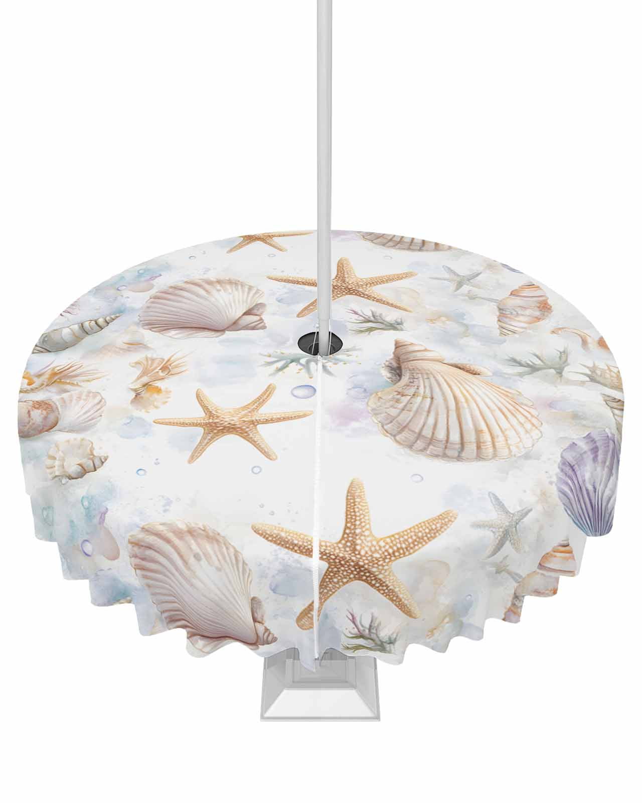 nqOlkjepod Coastal Shell Conch Outdoor Tablecloth with Umbrella Hole ...