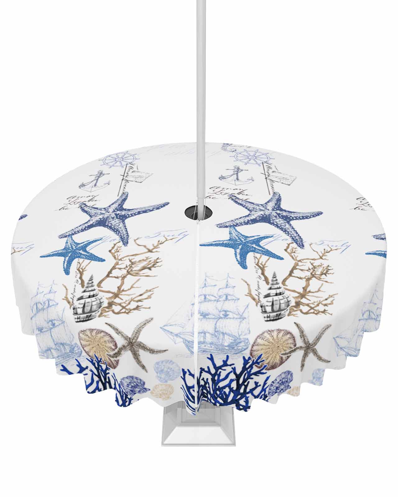 nqOlkjepod Coastal Starfish Outdoor Tablecloth with Umbrella Hole ...