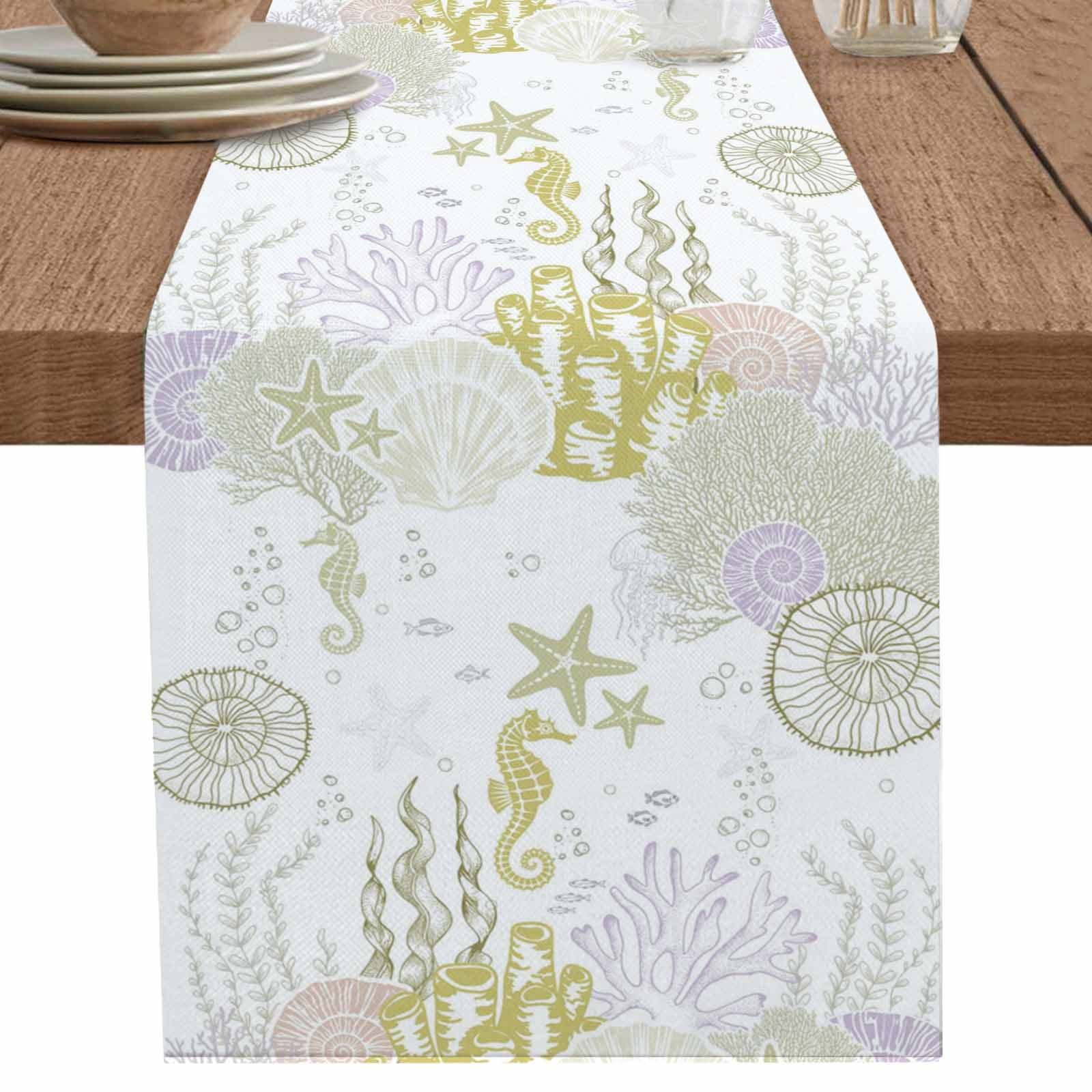 nqOlkjepod Coastal Table Runner 108 Inches Long Farmhouse Dress Scarves ...
