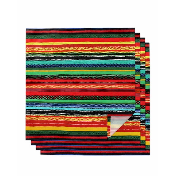 nqOlkjepod Colored Stripes Cloth Napkins Set of 4 Reusable Dinner Napkins, Abstract Striped Red Green Blue Striped Cocktail Napkin Washable Table Napkins for Wedding/Party/Baby Shower 20"x20"