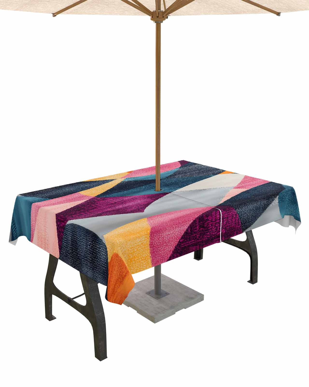 nqOlkjepod Colorful Abstract Outdoor Tablecloth with Umbrella Hole ...